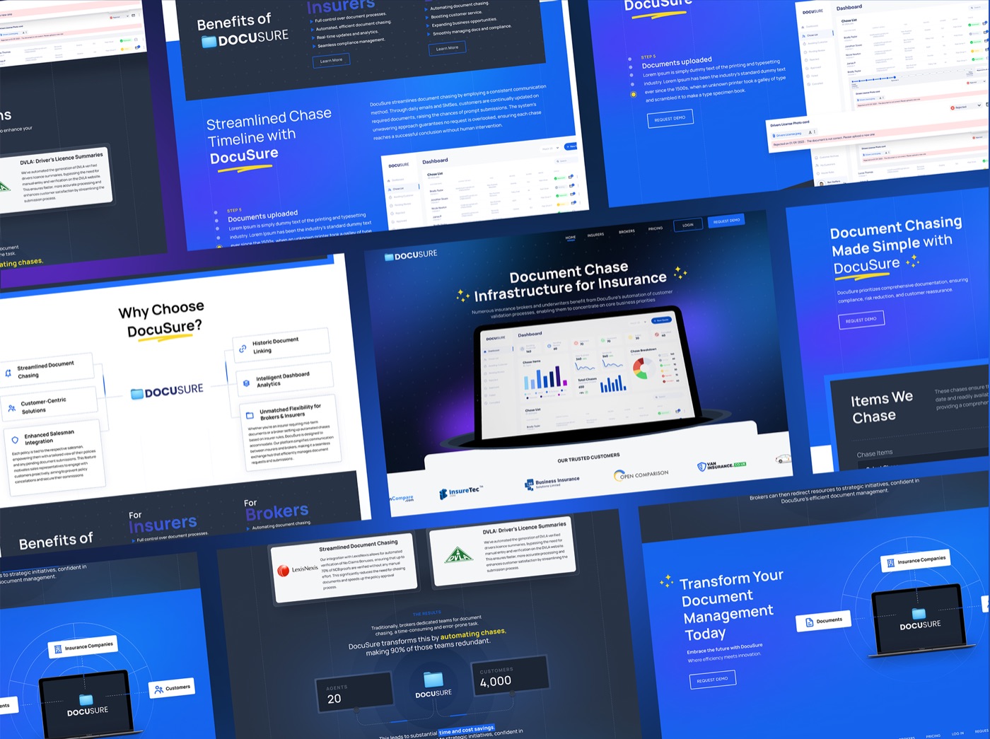 DocuSure UI case study — dashboard and integrations