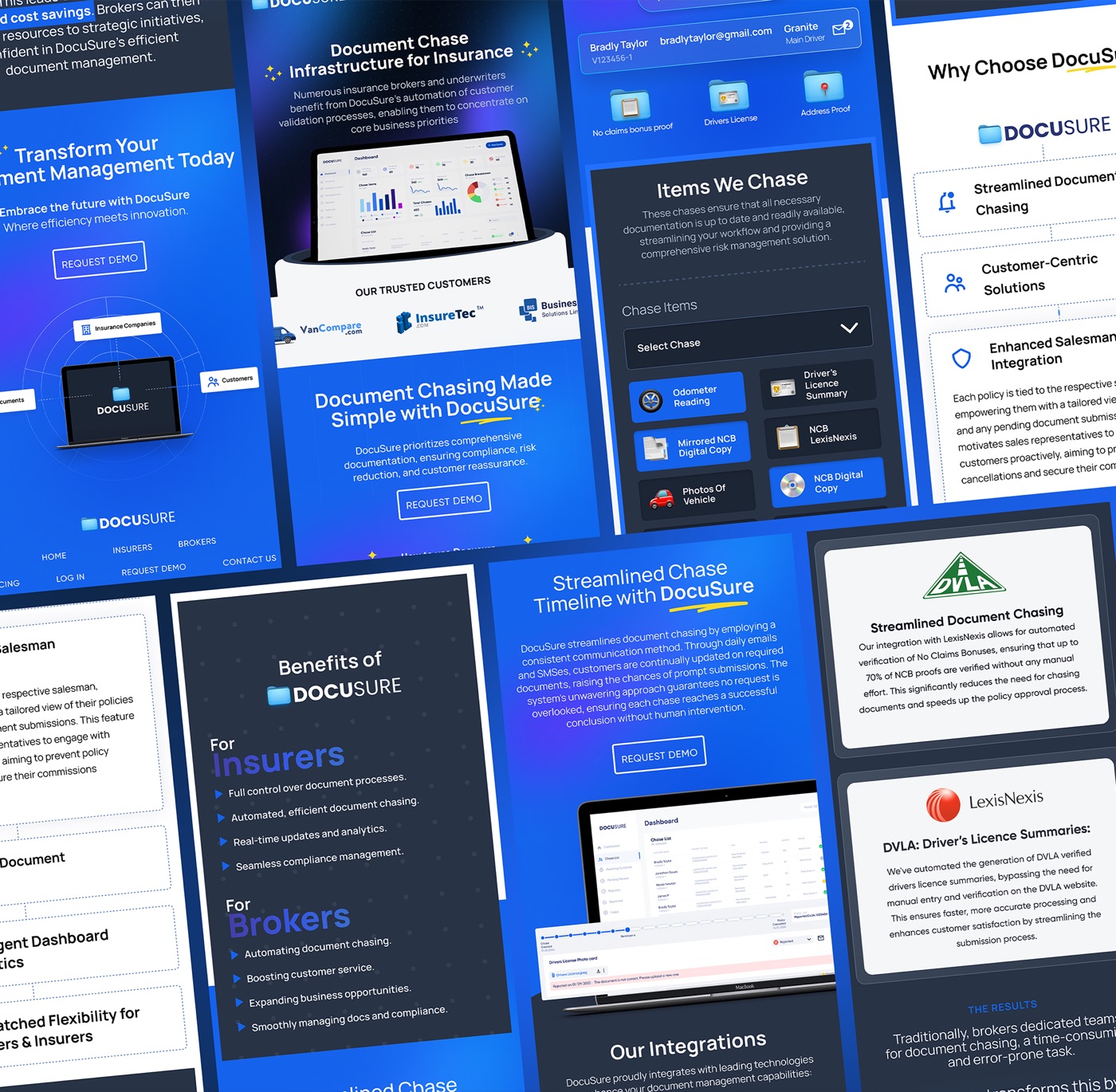 DocuSure platform screens — chase list and document workflow