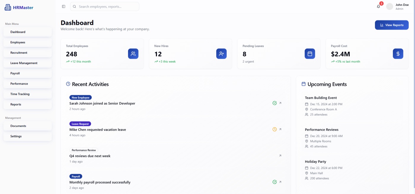 HRMaster dashboard
