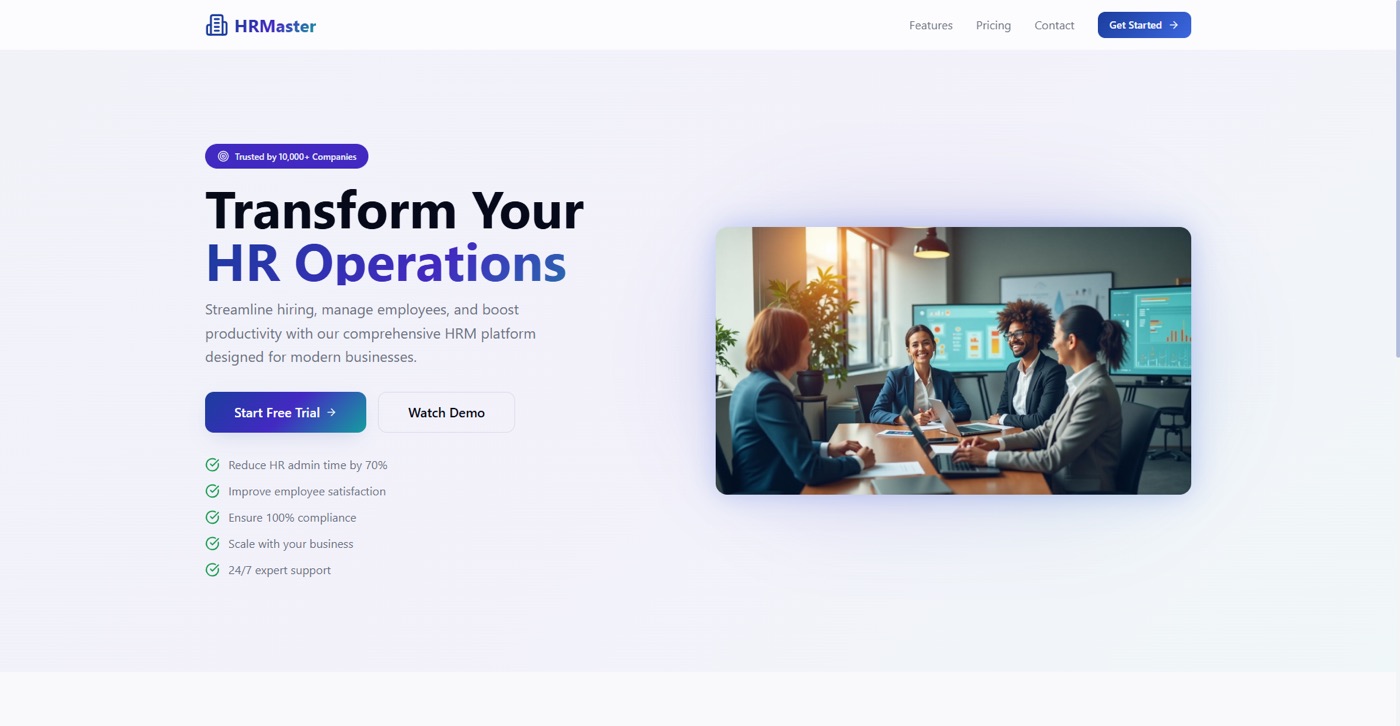 HRMaster landing page