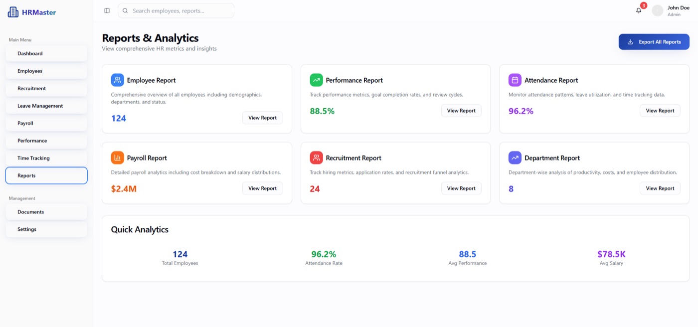 HRMaster reports