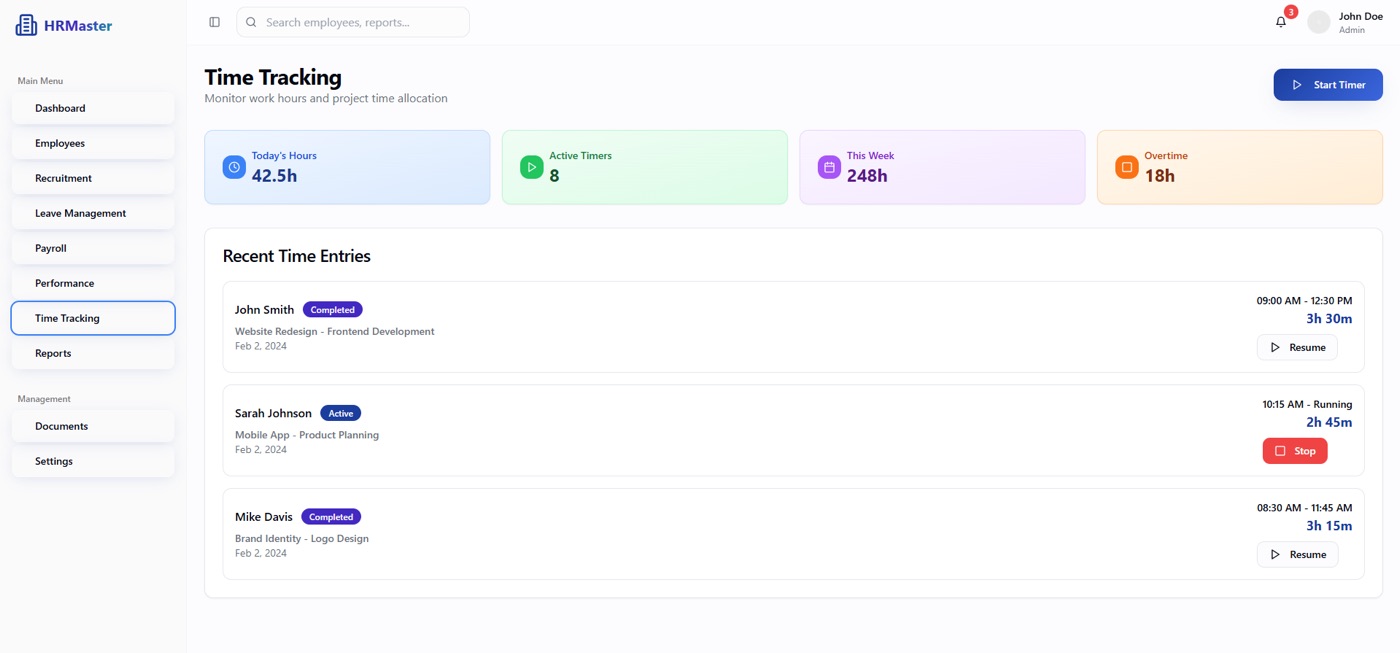 HRMaster time tracking