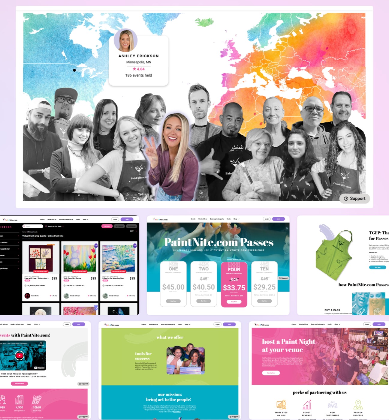 PaintNite platform collage