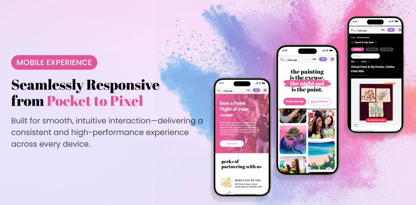 PaintNite mobile experience