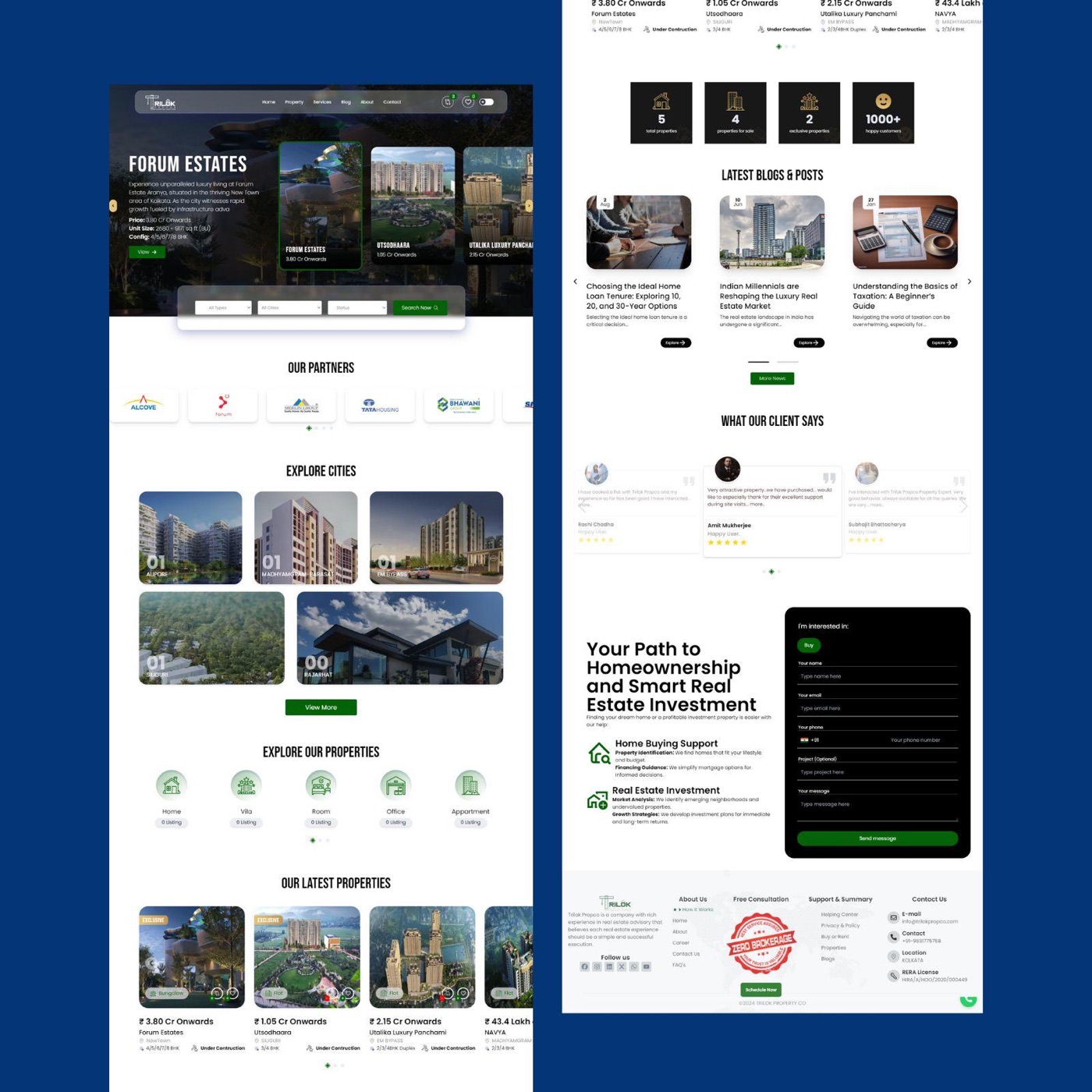 Trilok Propco — homepage with featured luxury properties