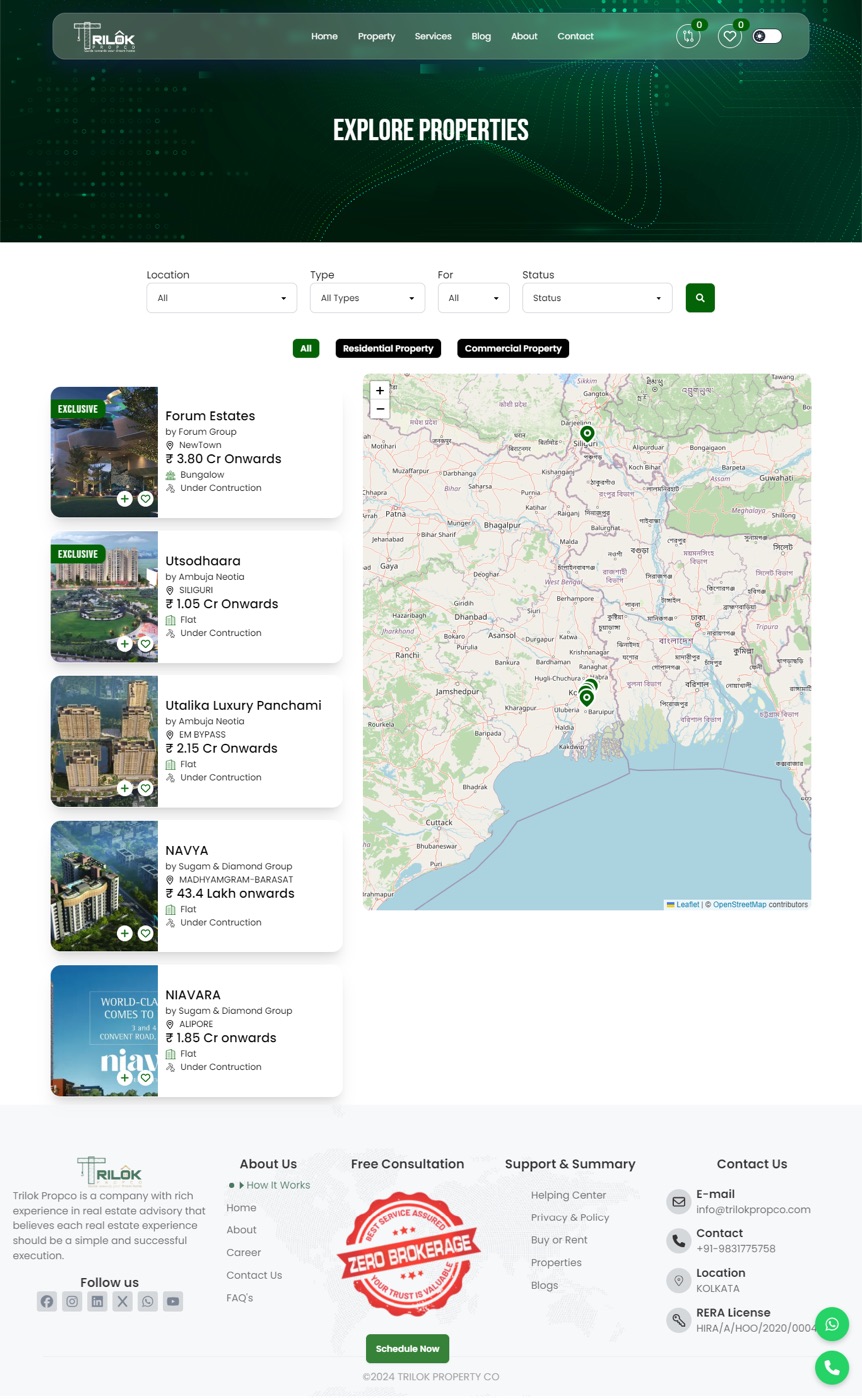 Trilok Propco — explore properties with map and filters